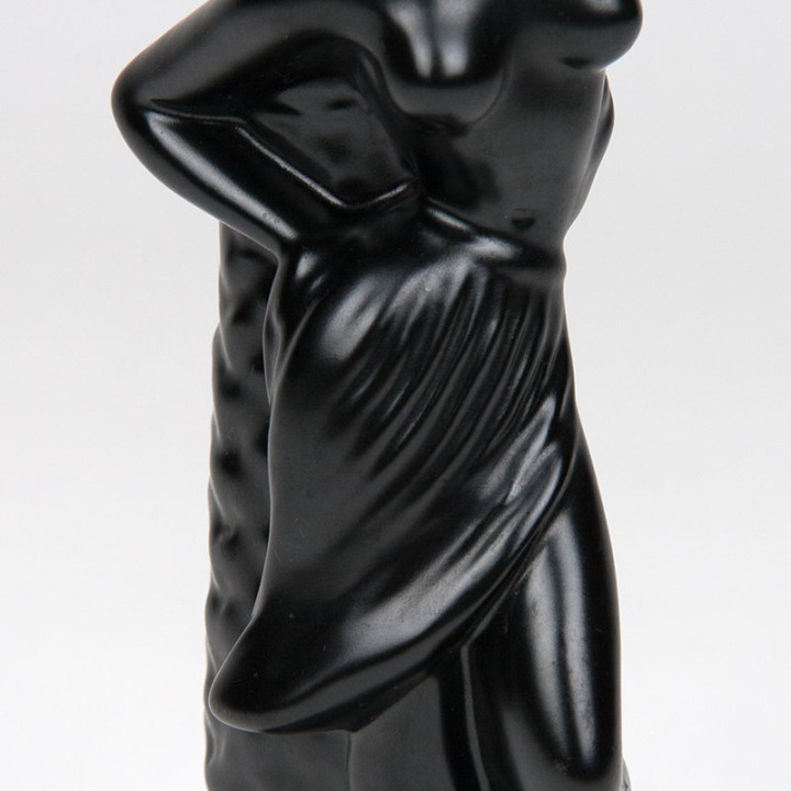 Mid-Century jaren 50/60 vaas met vrouw staand tegen palmboom