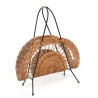 Mid-Century magazine/newspaper rack with wicker