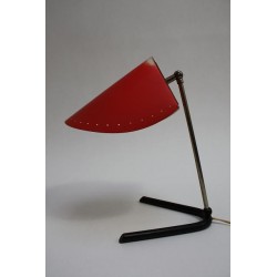 1950's design tafellamp rode kap