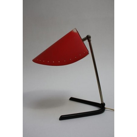1950's design tafellamp rode kap