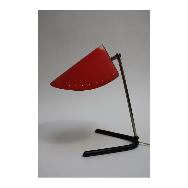 1950's design tafellamp rode kap - Retro Studio