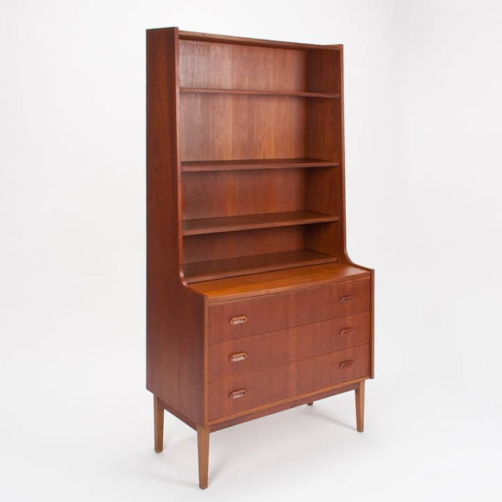 Deens teak Mid-Century boekenkast en secretaire meubel