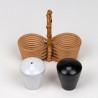 Vintage salt and pepper set in bamboo holder