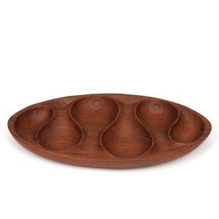 Mid-Century organisch vormgegeven schaal in teak