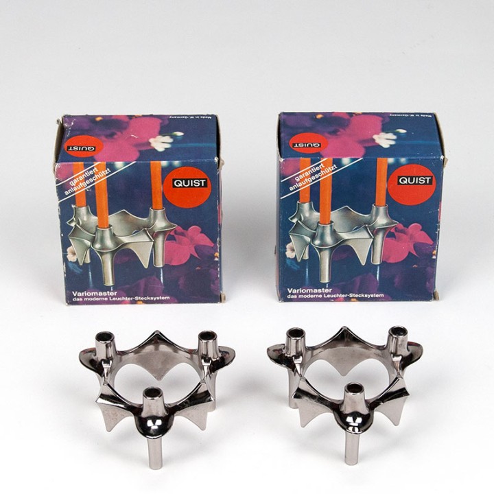 Set of 2 Mid-Century Quist Variomaster candleholders in box