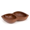 Double vintage teak serving dish
