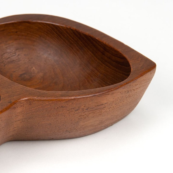 Double vintage teak serving dish