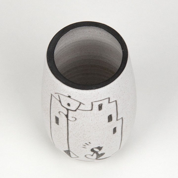 Vintage Mid-Century vase with decorative cat