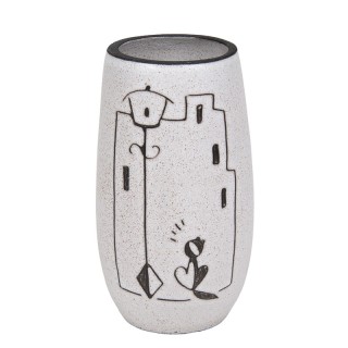 Vintage Mid-Century vase with decorative cat