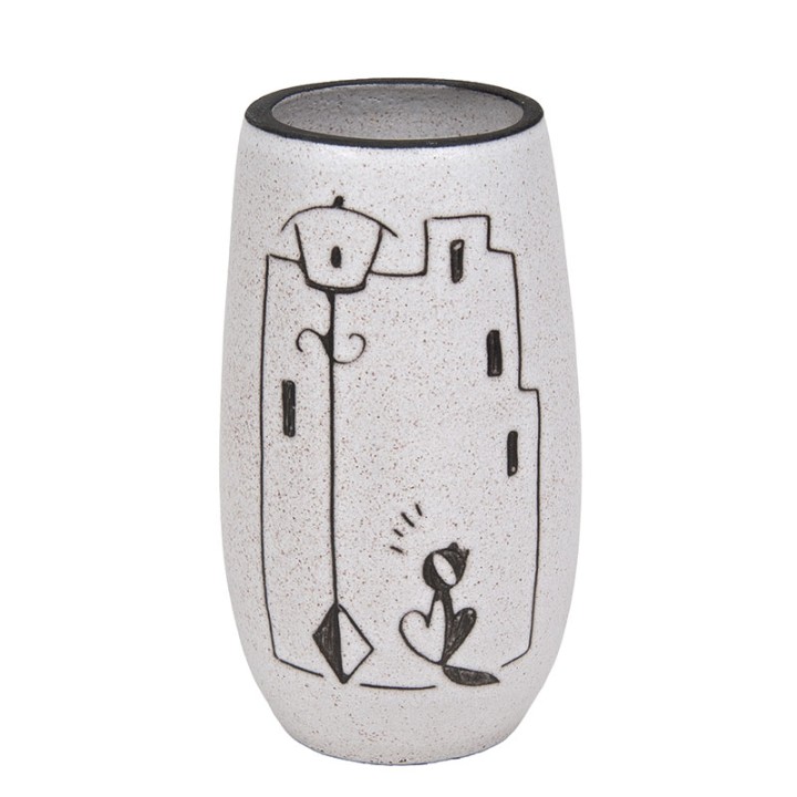Vintage Mid-Century vaas met decoratieve kat
