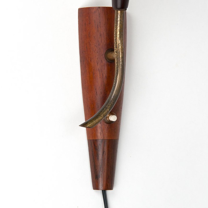Deens jaren vijftig wandlampje in teak/ palissander