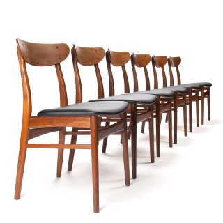 Mid-Century Danish set of 6 teak dining chairs