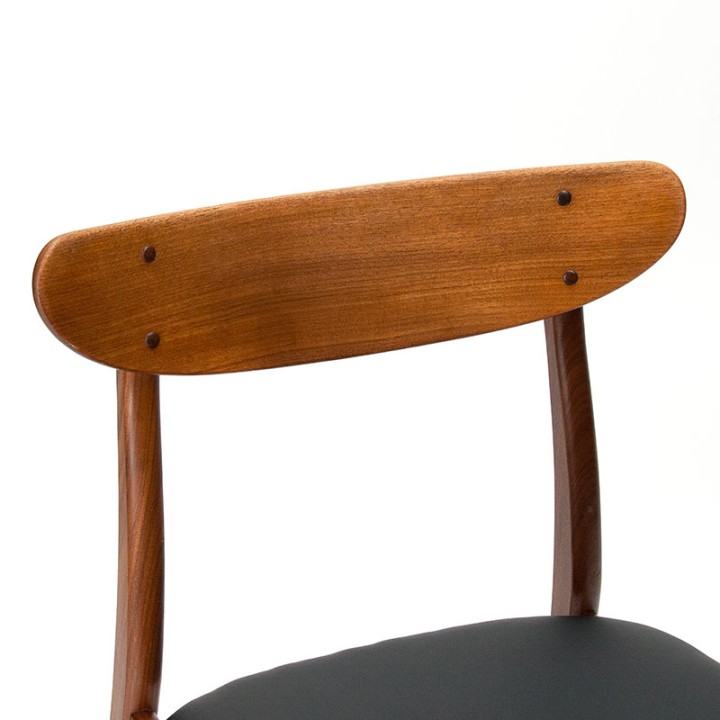 Mid-Century Deense set van 6 eettafel stoelen in teak