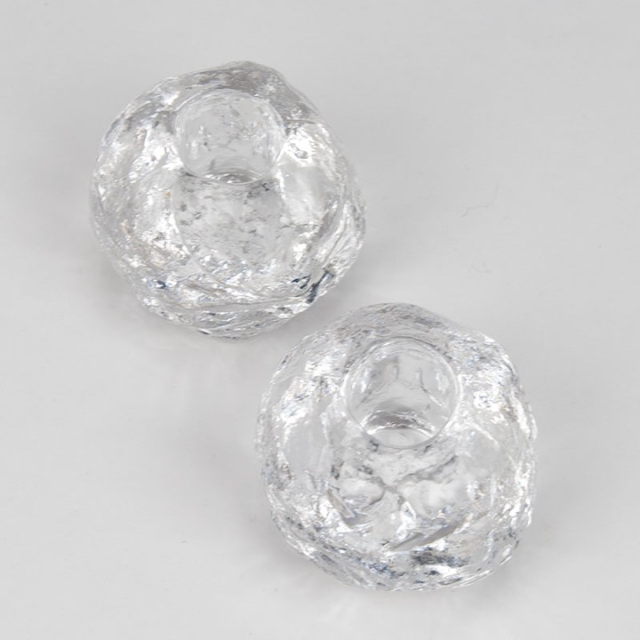 Set van 2 vintage sneeuwbal kandelaar van Kosta Boda