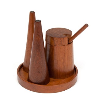 Deens peper en zout stel in teakhouten vintage uitvoering