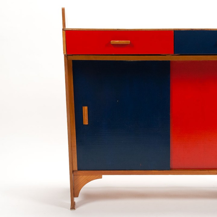 Commode meubel vintage jaren 30/40 met primaire kleuren