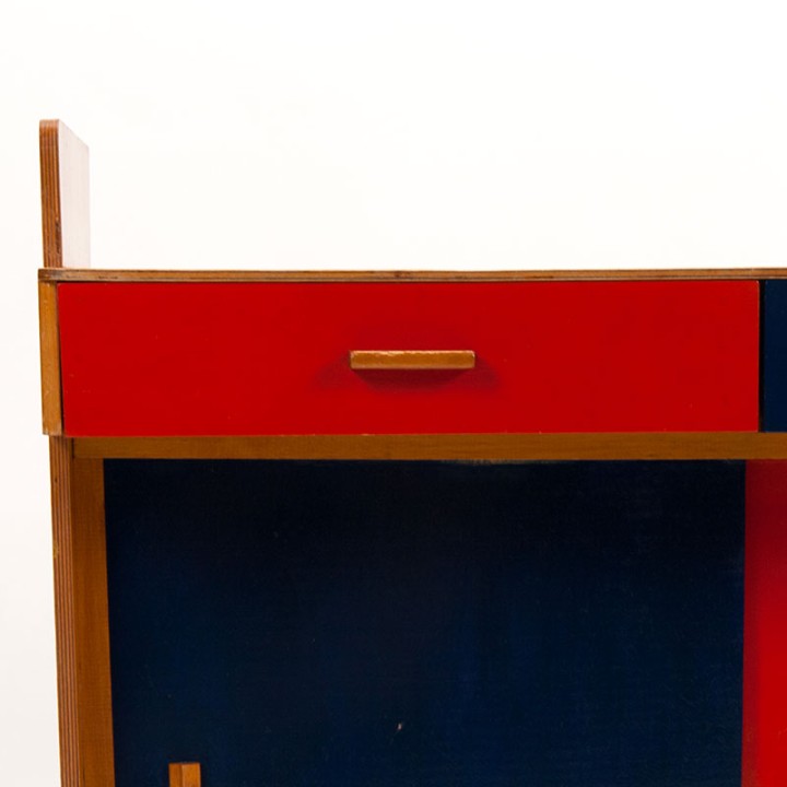 Commode meubel vintage jaren 30/40 met primaire kleuren