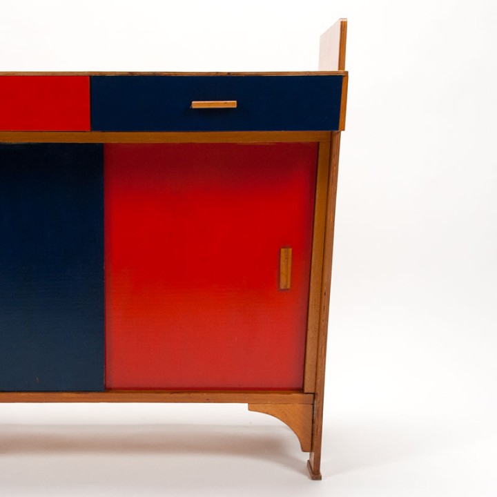 Commode meubel vintage jaren 30/40 met primaire kleuren