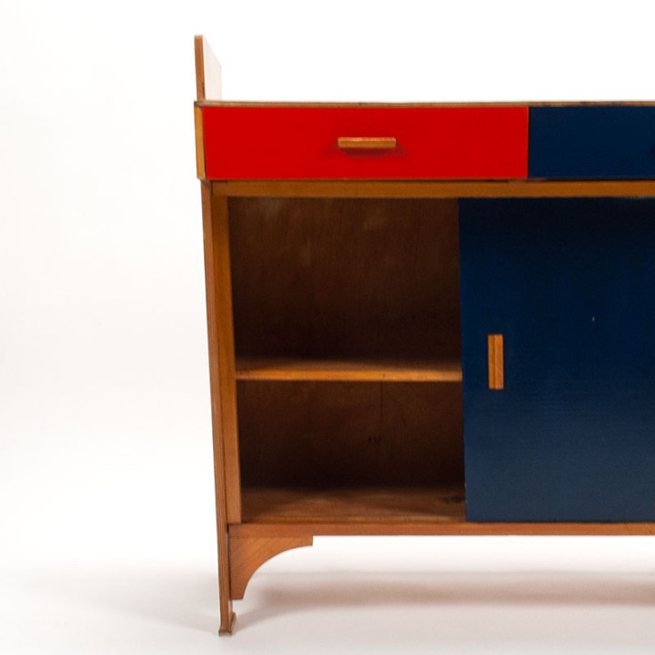 Commode meubel vintage jaren 30/40 met primaire kleuren