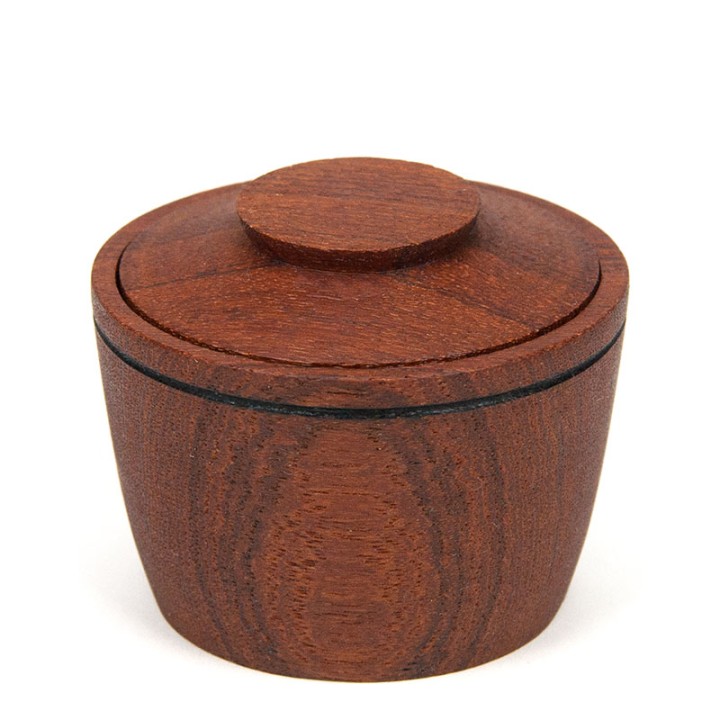 Miniature vintage bowl with lid in teak