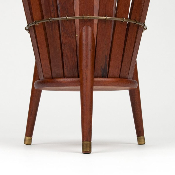Danish Mid-Century teak flowerpot holder on a tripod