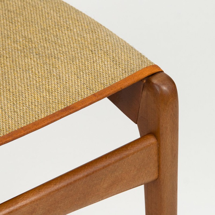 Danish ottoman from the 1950s with fabric upholstery