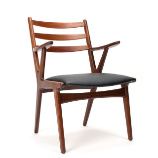 Teakhouten stoel met armleuning Mid-Century Deens design