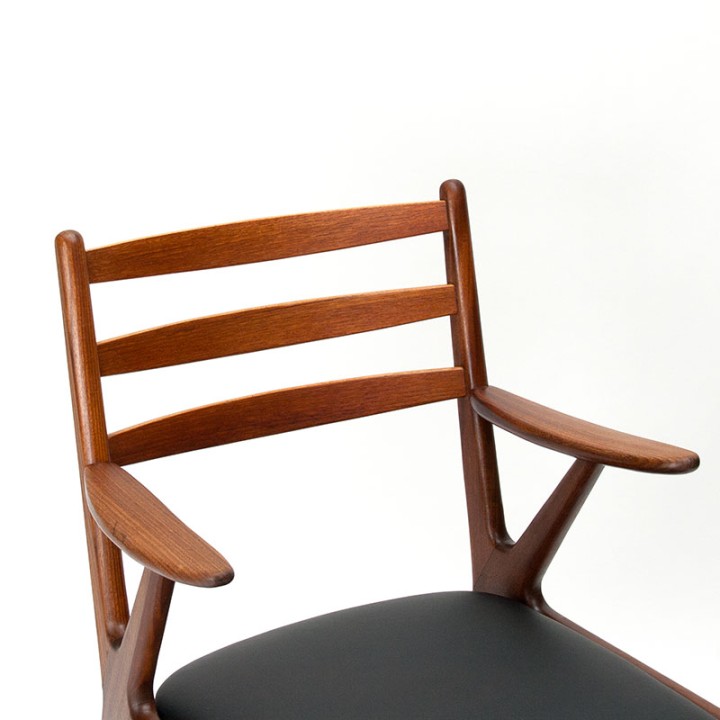 Teakhouten stoel met armleuning Mid-Century Deens design