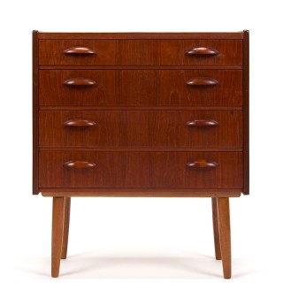Mid-Century teakhouten Deens ladekastje met 4 lades