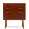 Mid-Century teakhouten Deens ladekastje met 4 lades