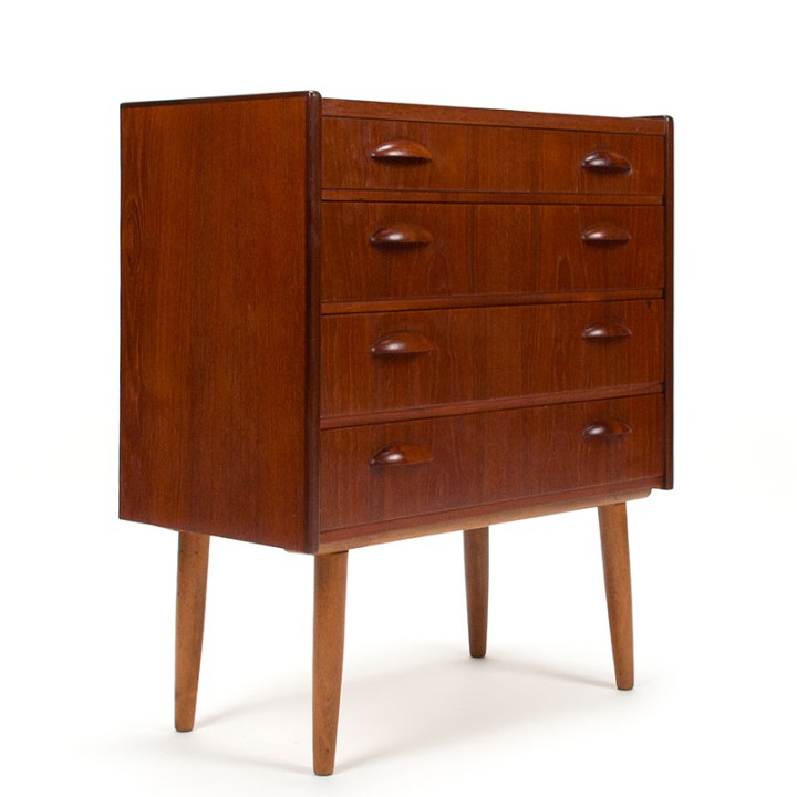 Mid-Century teakhouten Deens ladekastje met 4 lades
