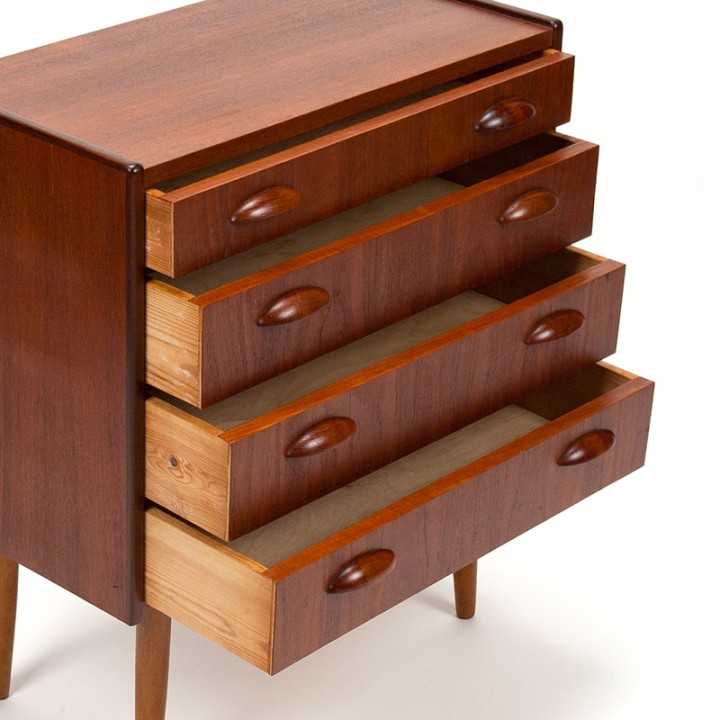 Mid-Century teakhouten Deens ladekastje met 4 lades