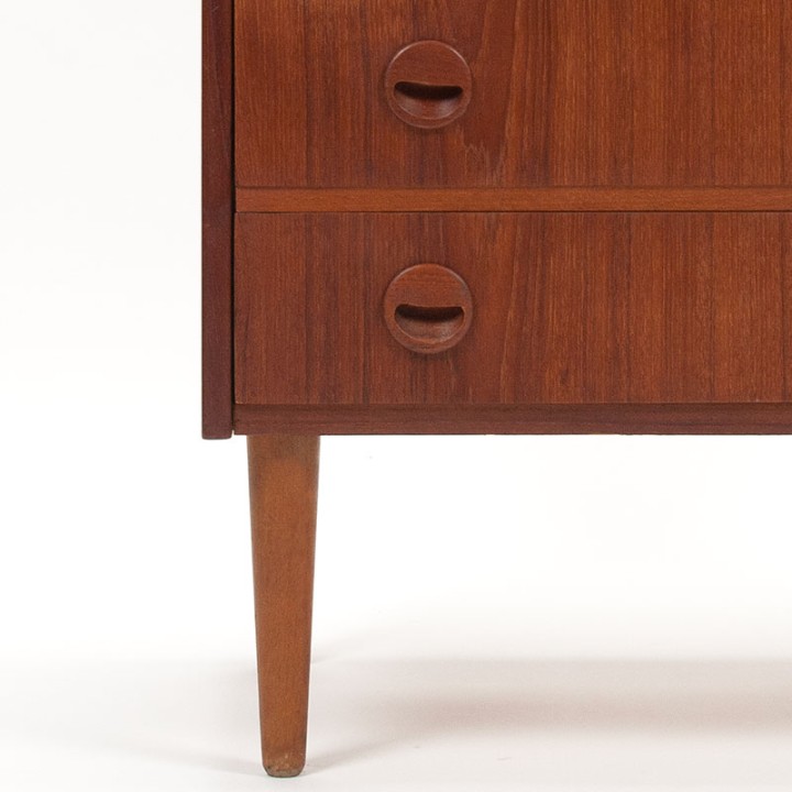 Deense ladekast vintage model met 6 lades en ronde greep