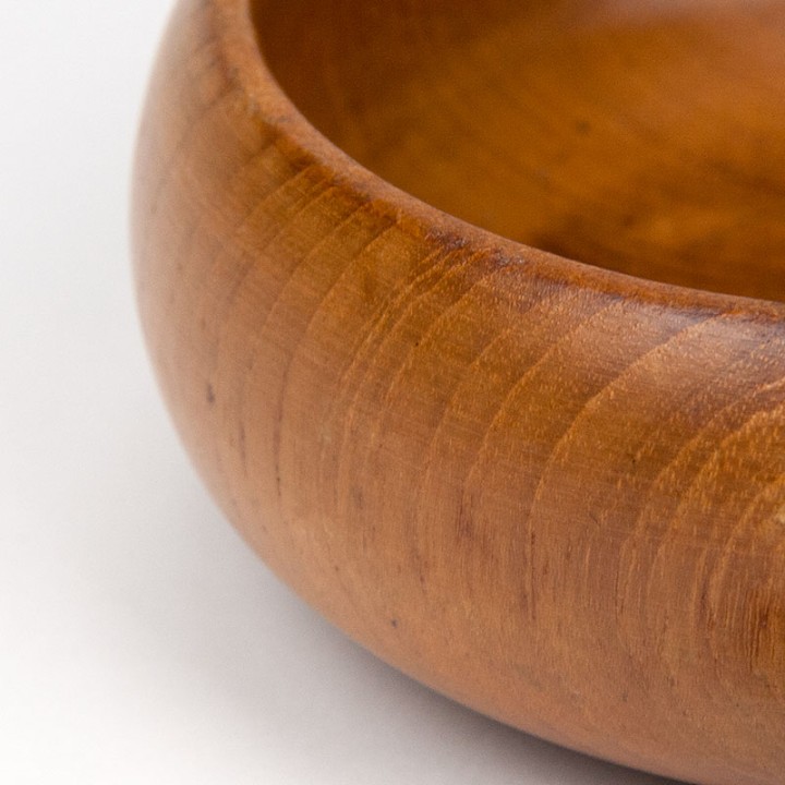 Small Danish vintage bowl with salade serving set in teak
