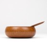 Klein Deens vintage serveerschaaltje met slacouvert in teak