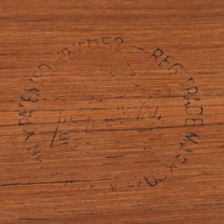 Silva teakhouten Mid-Century dienblad organische vorm