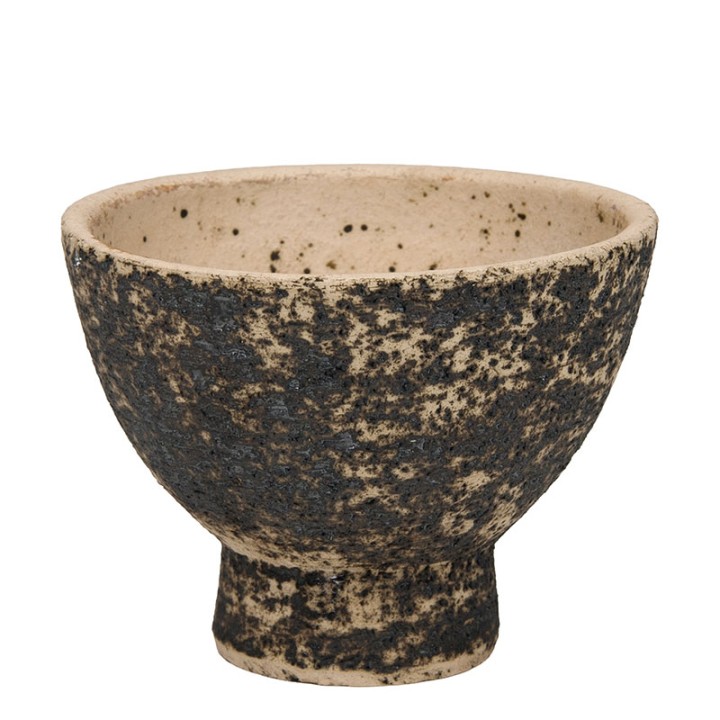 Vintage flower pot with birch bark texture