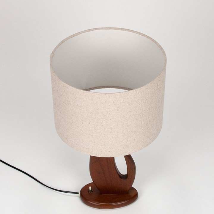 Organische Deense Mid-Century tafellamp in teak
