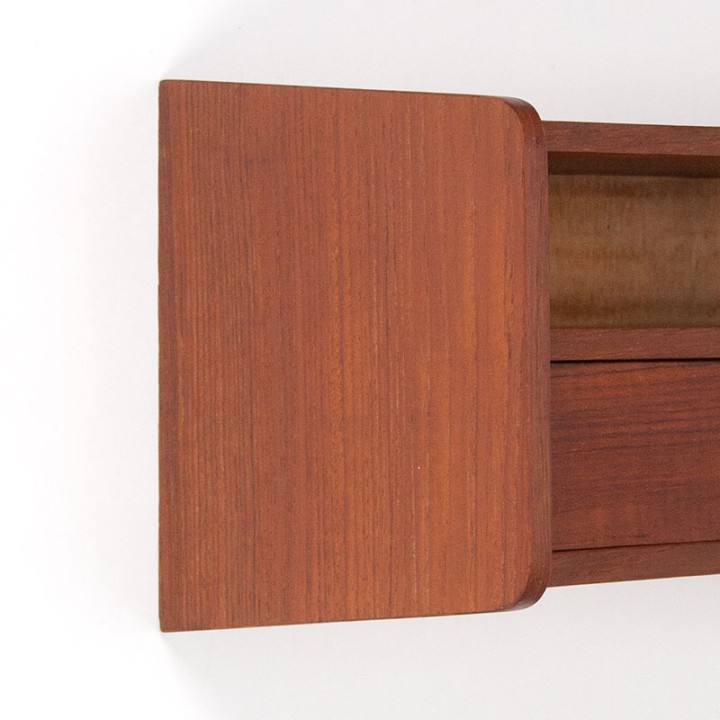 Teak Deens Mid-Century wandkastje met lade