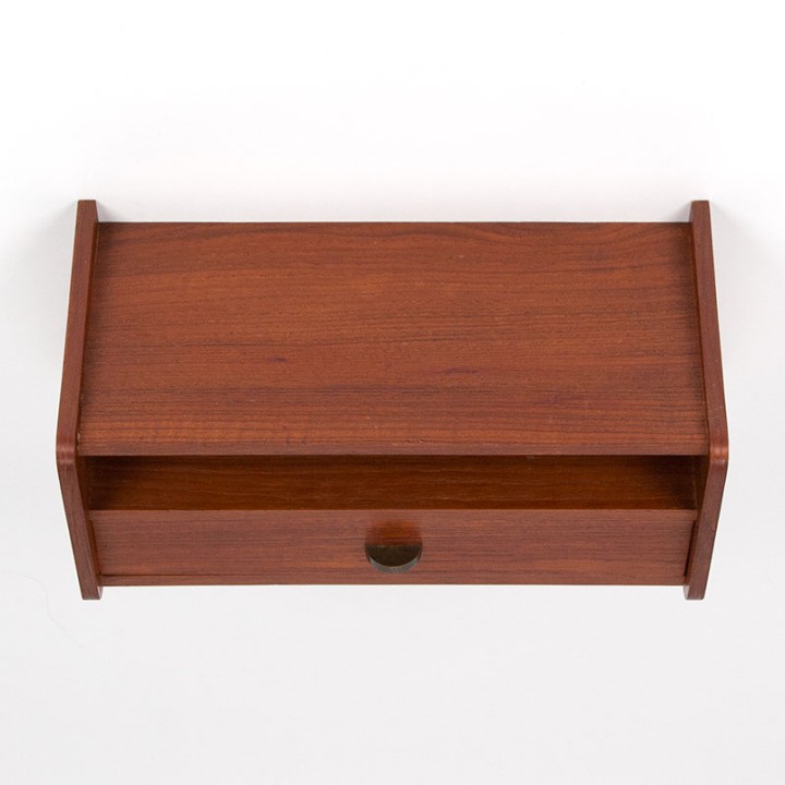 Teak Danish Mid-Century wall cabinet with drawer