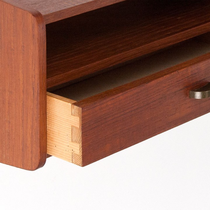 Teak Deens Mid-Century wandkastje met lade