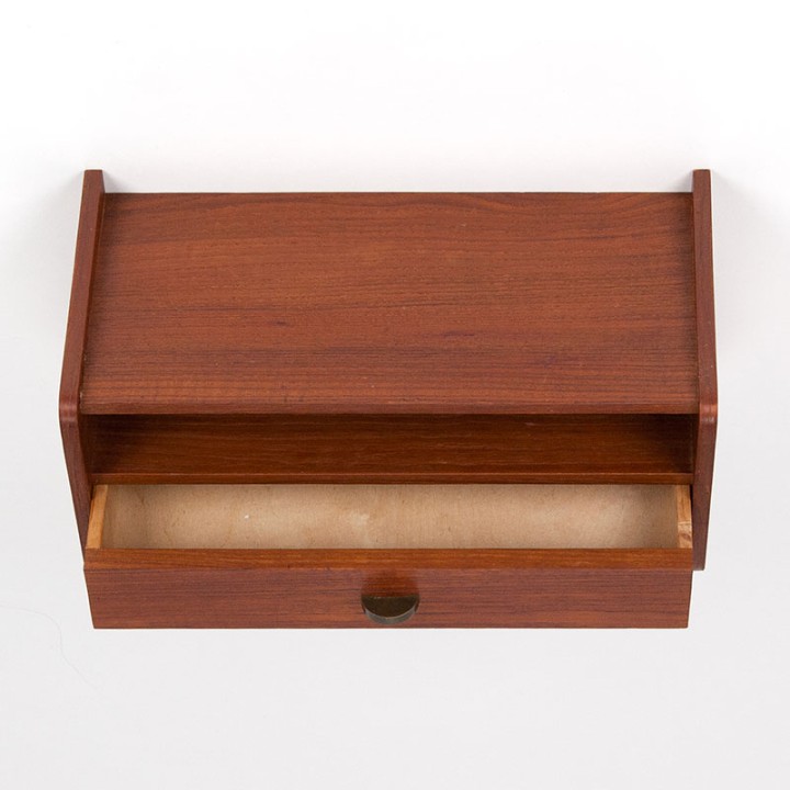 Teak Deens Mid-Century wandkastje met lade