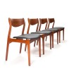 Set van 4 Deense P.E. Jørgensen eettafel stoelen in teak