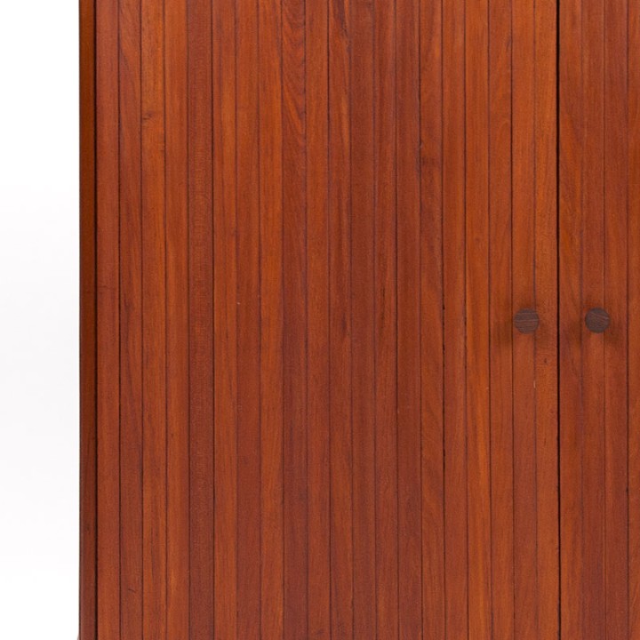 Danish Mid-Century teak cabinet with tambour sliding doors