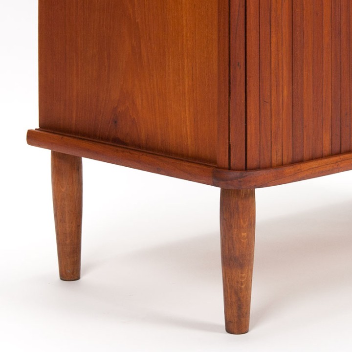 Danish Mid-Century teak cabinet with tambour sliding doors