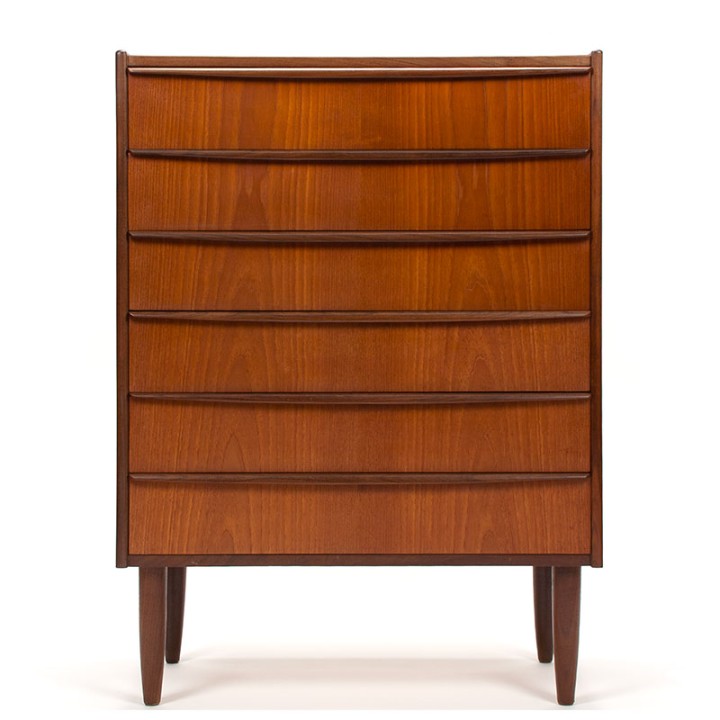 Mid-Century teakhouten Deense ladekast met 6 lades