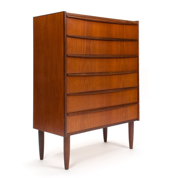 Mid-Century teak Danish chest of drawers with 6 drawers