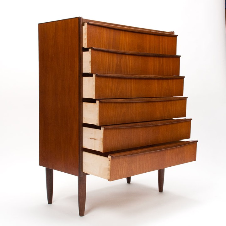 Mid-Century teakhouten Deense ladekast met 6 lades