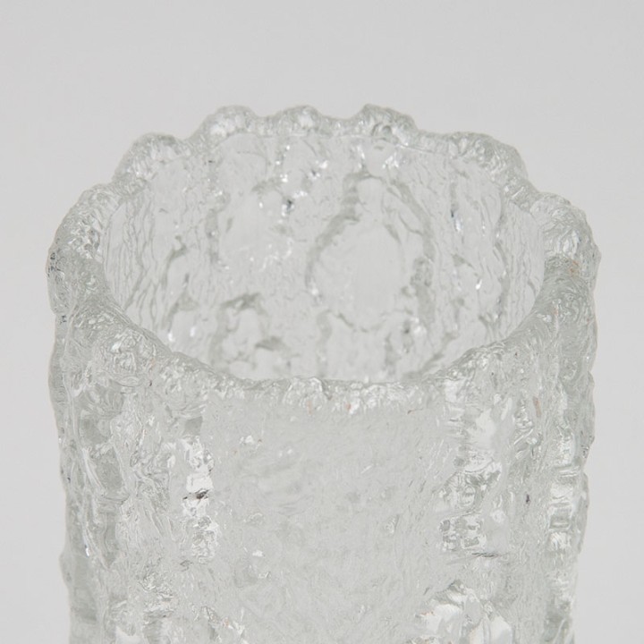 Vintage glass vase with bark texture