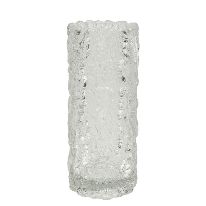 Vintage glass vase with bark texture